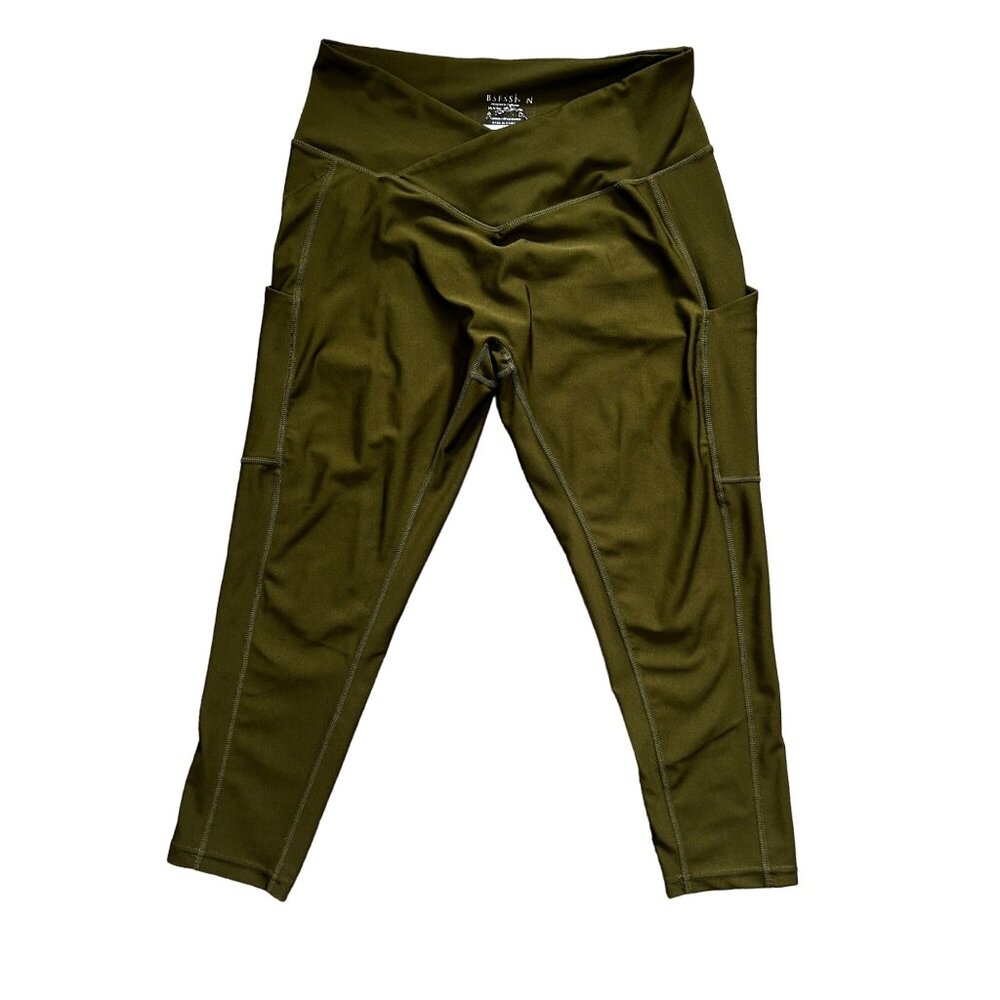 Obsession Olive Green Ruched Butt Yoga Leggings Women's Size Large 1643